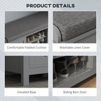 Modern Entry Way Bench with Cushion and 2 Sliding Doors by Homcom - Comfortable Living Decor