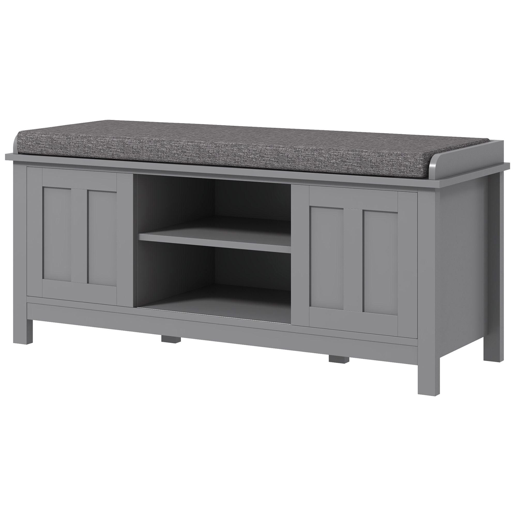 Modern Entry Way Bench with Cushion and 2 Sliding Doors by Homcom - Comfortable Living Decor