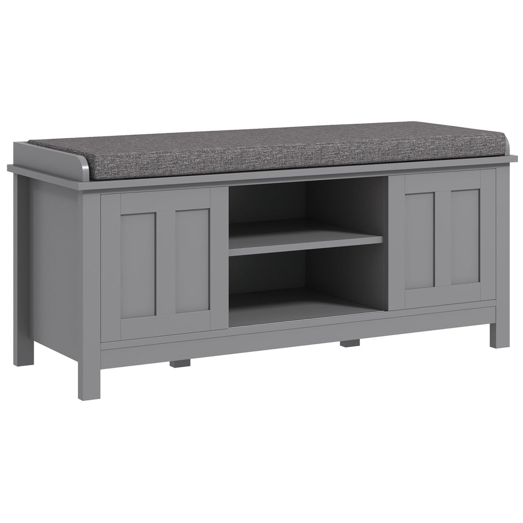 Modern Entry Way Bench with Cushion and 2 Sliding Doors by Homcom - Comfortable Living Decor