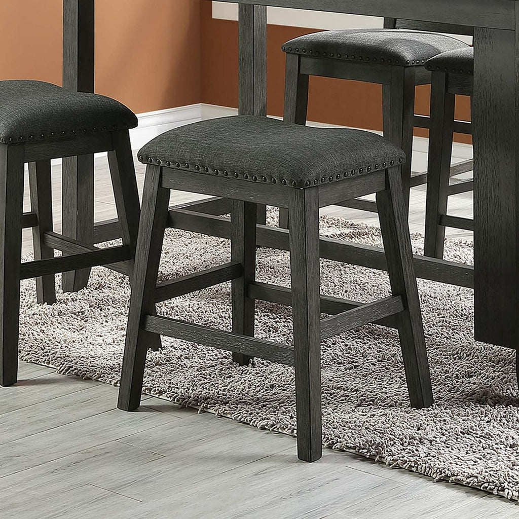 Modern Gray Finish 5pc Counter Height High Dining Table w Storage Shelves High Chairs And Stools Wooden Kitchen Breakfast Table Dining Room Furniture - Comfortable Living Decor