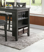Modern Gray Finish 5pc Counter Height High Dining Table w Storage Shelves High Chairs And Stools Wooden Kitchen Breakfast Table Dining Room Furniture - Comfortable Living Decor