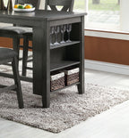Modern Gray Finish 5pc Counter Height High Dining Table w Storage Shelves High Chairs And Stools Wooden Kitchen Breakfast Table Dining Room Furniture - Comfortable Living Decor