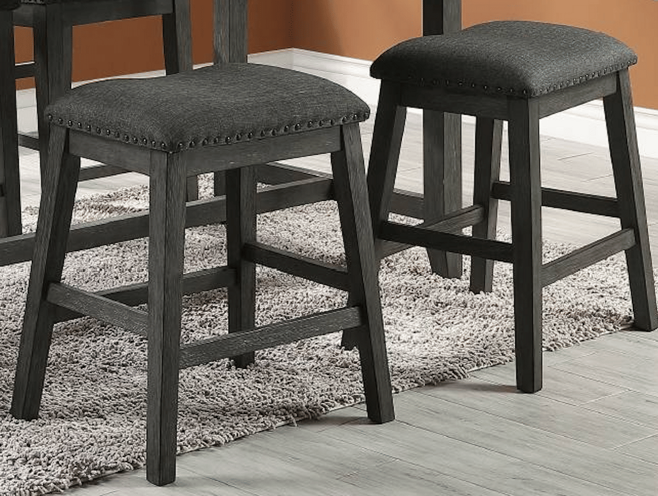 Modern Gray Finish 5pc Counter Height High Dining Table w Storage Shelves High Chairs And Stools Wooden Kitchen Breakfast Table Dining Room Furniture - Comfortable Living Decor