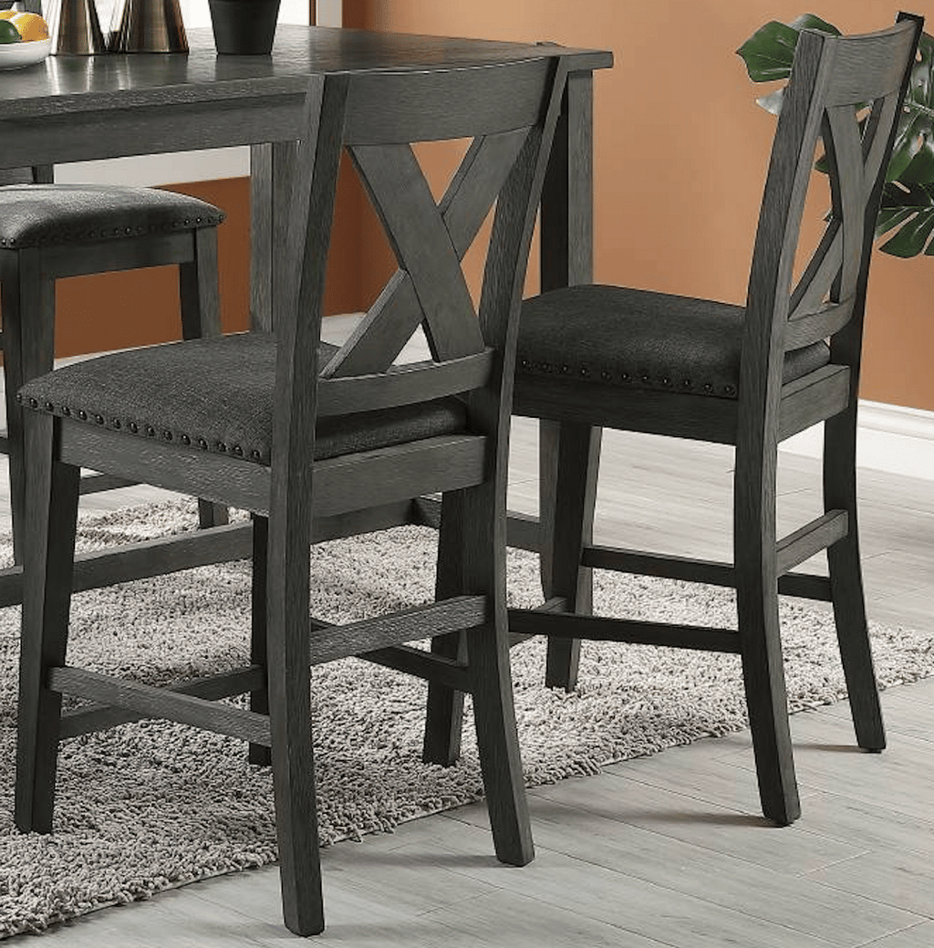 Modern Gray Finish 5pc Counter Height High Dining Table w Storage Shelves High Chairs And Stools Wooden Kitchen Breakfast Table Dining Room Furniture - Comfortable Living Decor