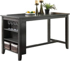 Modern Gray Finish 5pc Counter Height High Dining Table w Storage Shelves High Chairs And Stools Wooden Kitchen Breakfast Table Dining Room Furniture - Comfortable Living Decor