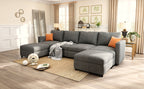Modern Large Sectional Sofa, U - Shape Modular Sectional Couch with Storage Function,123" Sofa Bed with Ottoman,6 Seat Sectionals Chaise for Living Room,Chenille - Comfortable Living Decor