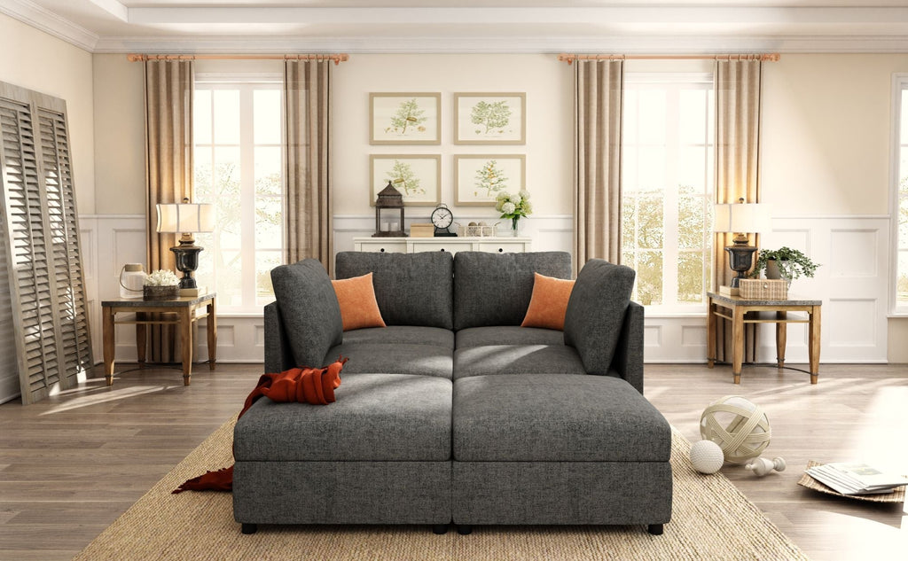 Modern Large Sectional Sofa, U - Shape Modular Sectional Couch with Storage Function,123" Sofa Bed with Ottoman,6 Seat Sectionals Chaise for Living Room,Chenille - Comfortable Living Decor