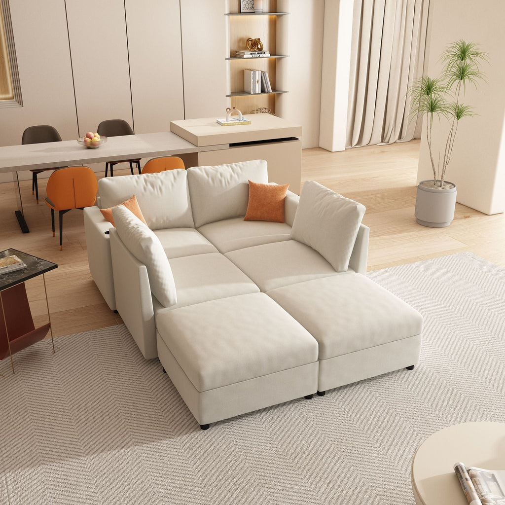 Modern Large Sectional Sofa, U - Shape Modular Sectional Couch with Storage Function,123" Sofa Bed with Ottoman,6 Seat Sectionals Chaise for Living Room,Chenille - Comfortable Living Decor