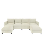 Modern Large Sectional Sofa, U - Shape Modular Sectional Couch with Storage Function,123" Sofa Bed with Ottoman,6 Seat Sectionals Chaise for Living Room,Chenille - Comfortable Living Decor