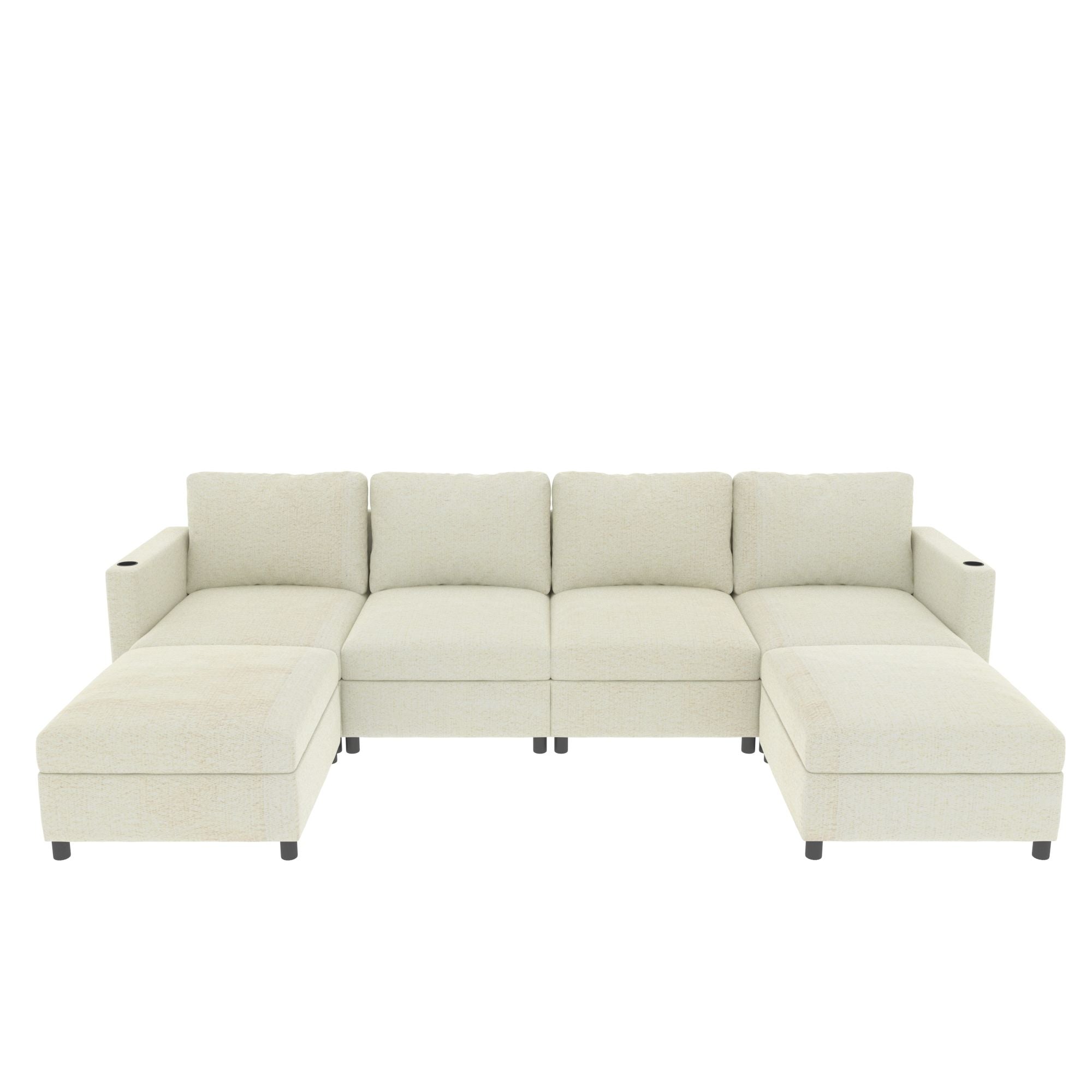 Modern Large Sectional Sofa, U - Shape Modular Sectional Couch with Storage Function,123" Sofa Bed with Ottoman,6 Seat Sectionals Chaise for Living Room,Chenille - Comfortable Living Decor