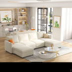 Modern Large Sectional Sofa, U - Shape Modular Sectional Couch with Storage Function,123" Sofa Bed with Ottoman,6 Seat Sectionals Chaise for Living Room,Chenille - Comfortable Living Decor