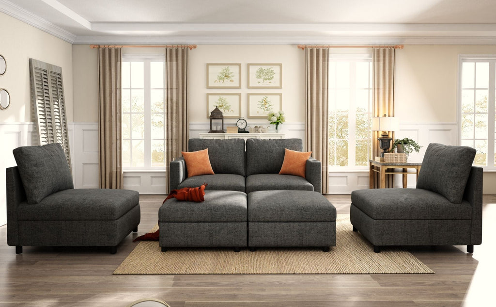 Modern Large Sectional Sofa, U - Shape Modular Sectional Couch with Storage Function,123" Sofa Bed with Ottoman,6 Seat Sectionals Chaise for Living Room,Chenille - Comfortable Living Decor