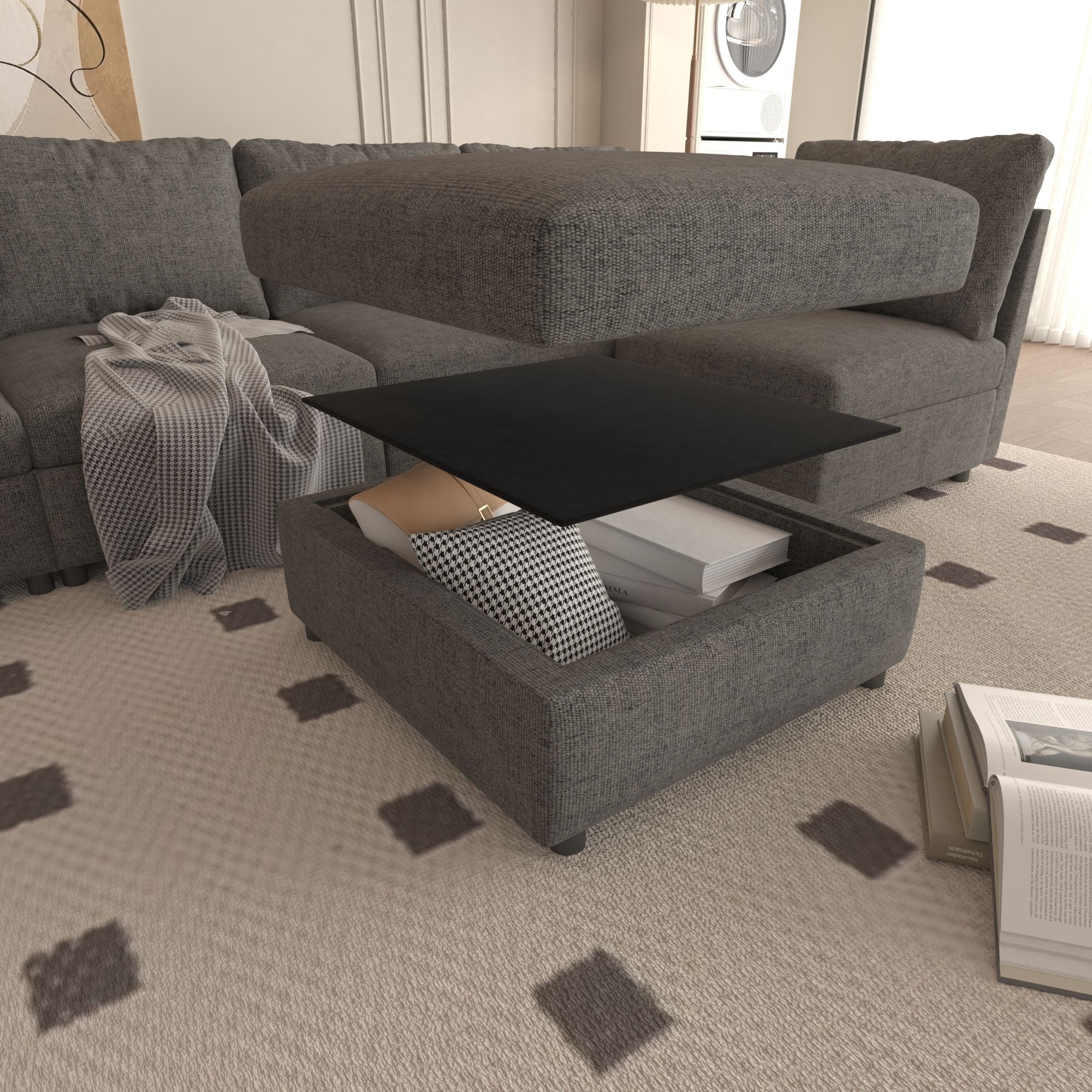 Modern Large Sectional Sofa, U - Shape Modular Sectional Couch with Storage Function,123" Sofa Bed with Ottoman,6 Seat Sectionals Chaise for Living Room,Chenille - Comfortable Living Decor