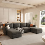 Modern Large Sectional Sofa, U - Shape Modular Sectional Couch with Storage Function,123" Sofa Bed with Ottoman,6 Seat Sectionals Chaise for Living Room,Chenille - Comfortable Living Decor