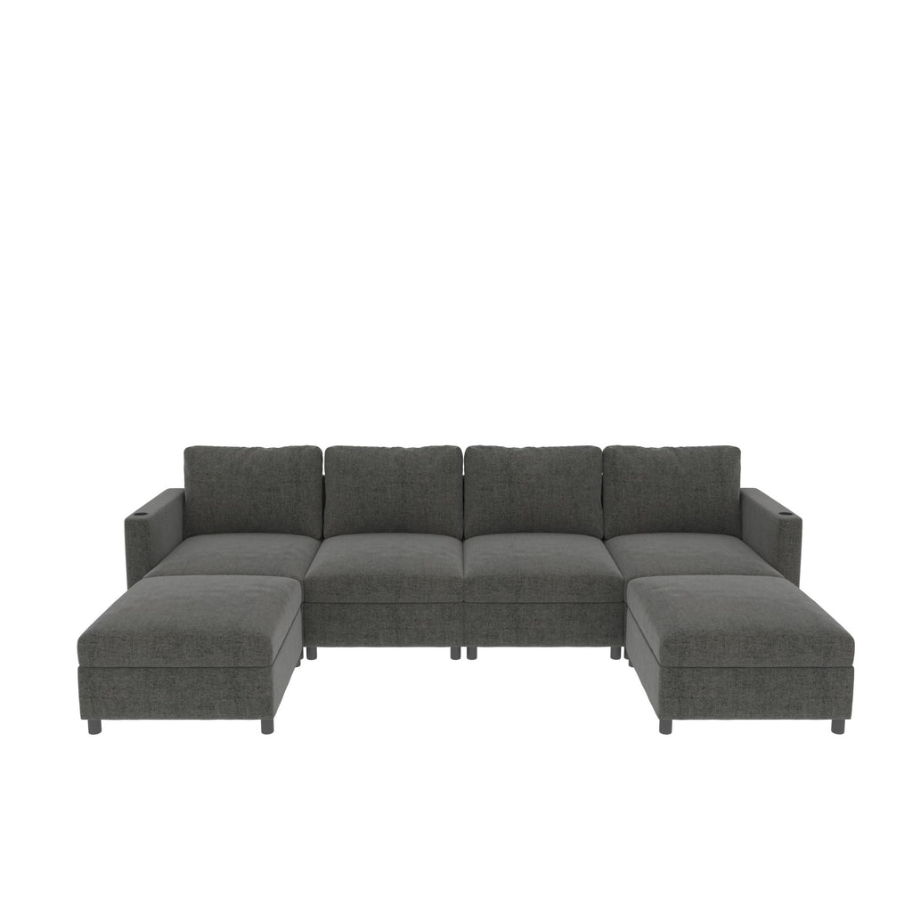 Modern Large Sectional Sofa, U - Shape Modular Sectional Couch with Storage Function,123" Sofa Bed with Ottoman,6 Seat Sectionals Chaise for Living Room,Chenille - Comfortable Living Decor