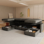 Modern Large Sectional Sofa, U - Shape Modular Sectional Couch with Storage Function,123" Sofa Bed with Ottoman,6 Seat Sectionals Chaise for Living Room,Chenille - Comfortable Living Decor