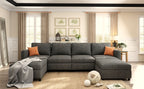 Modern Large Sectional Sofa, U - Shape Modular Sectional Couch with Storage Function,123" Sofa Bed with Ottoman,6 Seat Sectionals Chaise for Living Room,Chenille - Comfortable Living Decor