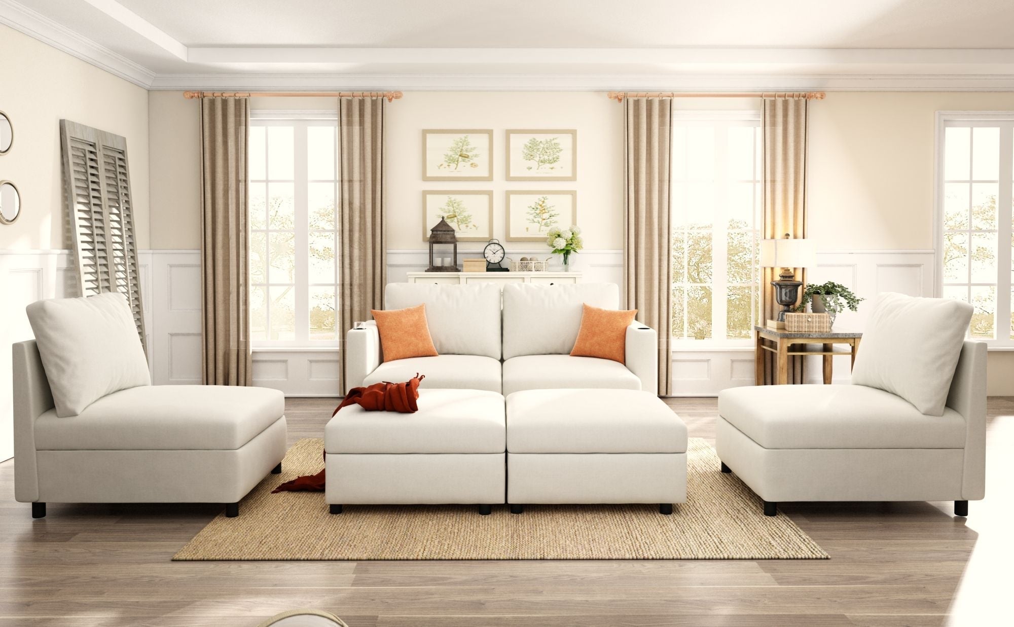 Modern Large Sectional Sofa, U - Shape Modular Sectional Couch with Storage Function,123" Sofa Bed with Ottoman,6 Seat Sectionals Chaise for Living Room,Chenille - Comfortable Living Decor