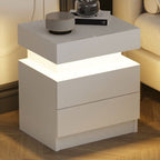 Modern Mandicular Nightstand w/ LED Light by Homcom - Comfortable Living Decor