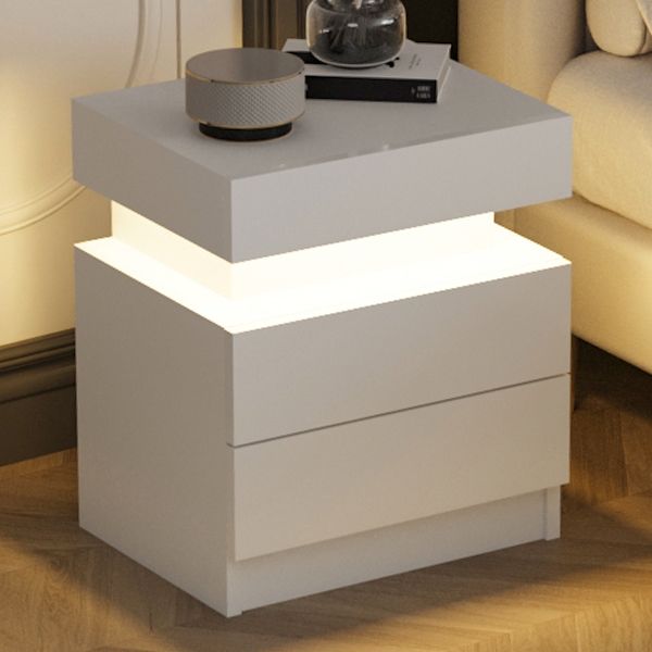 Modern Mandicular Nightstand w/ LED Light by Homcom - Comfortable Living Decor