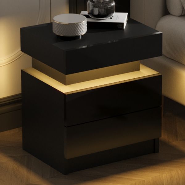 Modern Mandicular Nightstand w/ LED Light by Homcom - Comfortable Living Decor