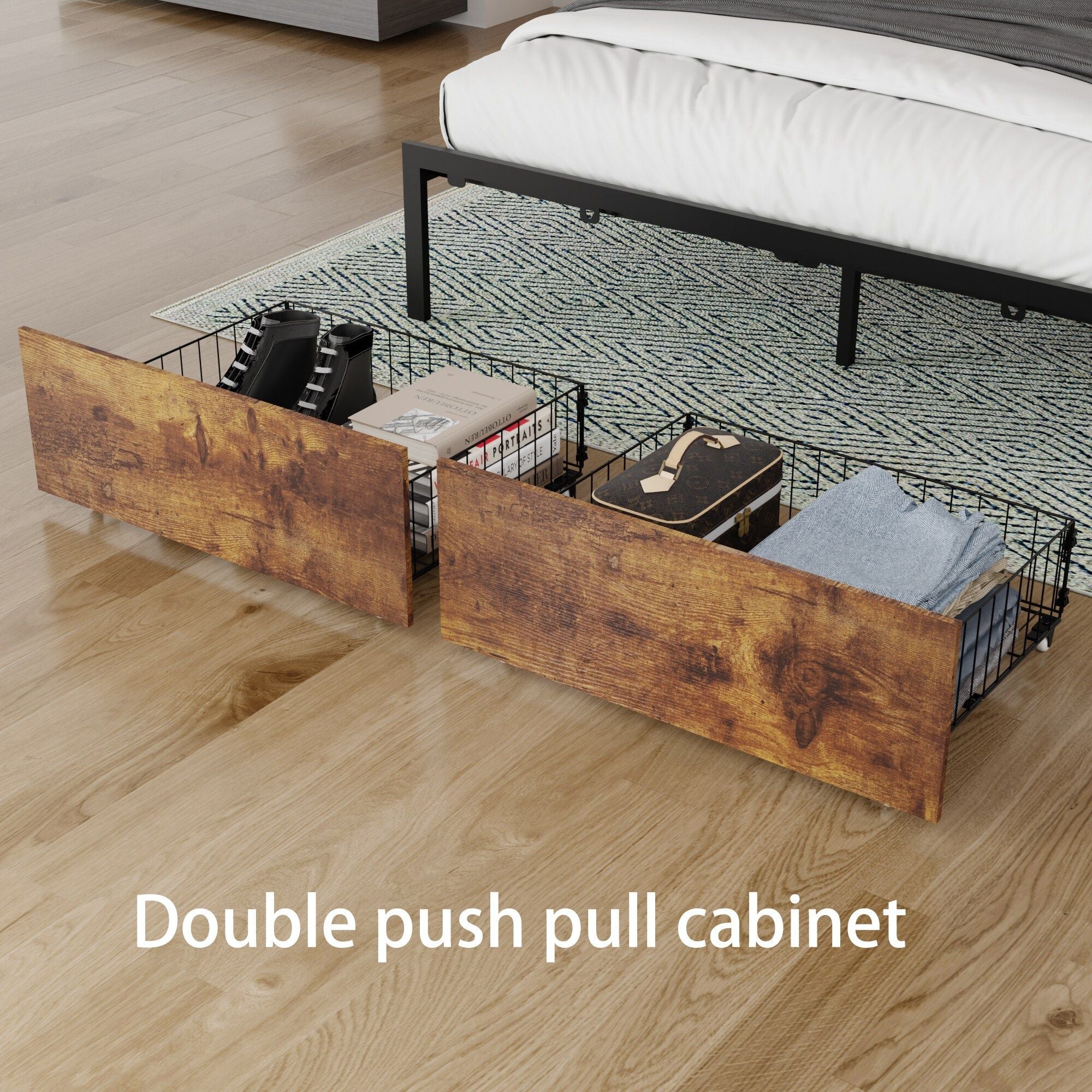 Modern Queen Size Bed Frame w/ LED Lights by Homcom - Comfortable Living Decor
