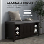 Modern Shoe Storage Bench Entryway with Cushion and 2 Sliding Doors by Homcom - Comfortable Living Decor