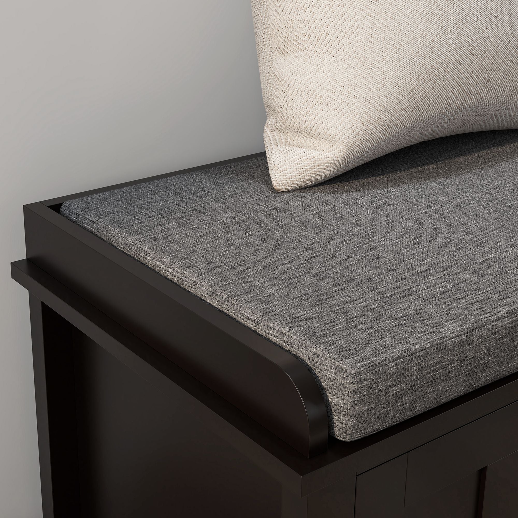 Modern Shoe Storage Bench Entryway with Cushion and 2 Sliding Doors by Homcom - Comfortable Living Decor