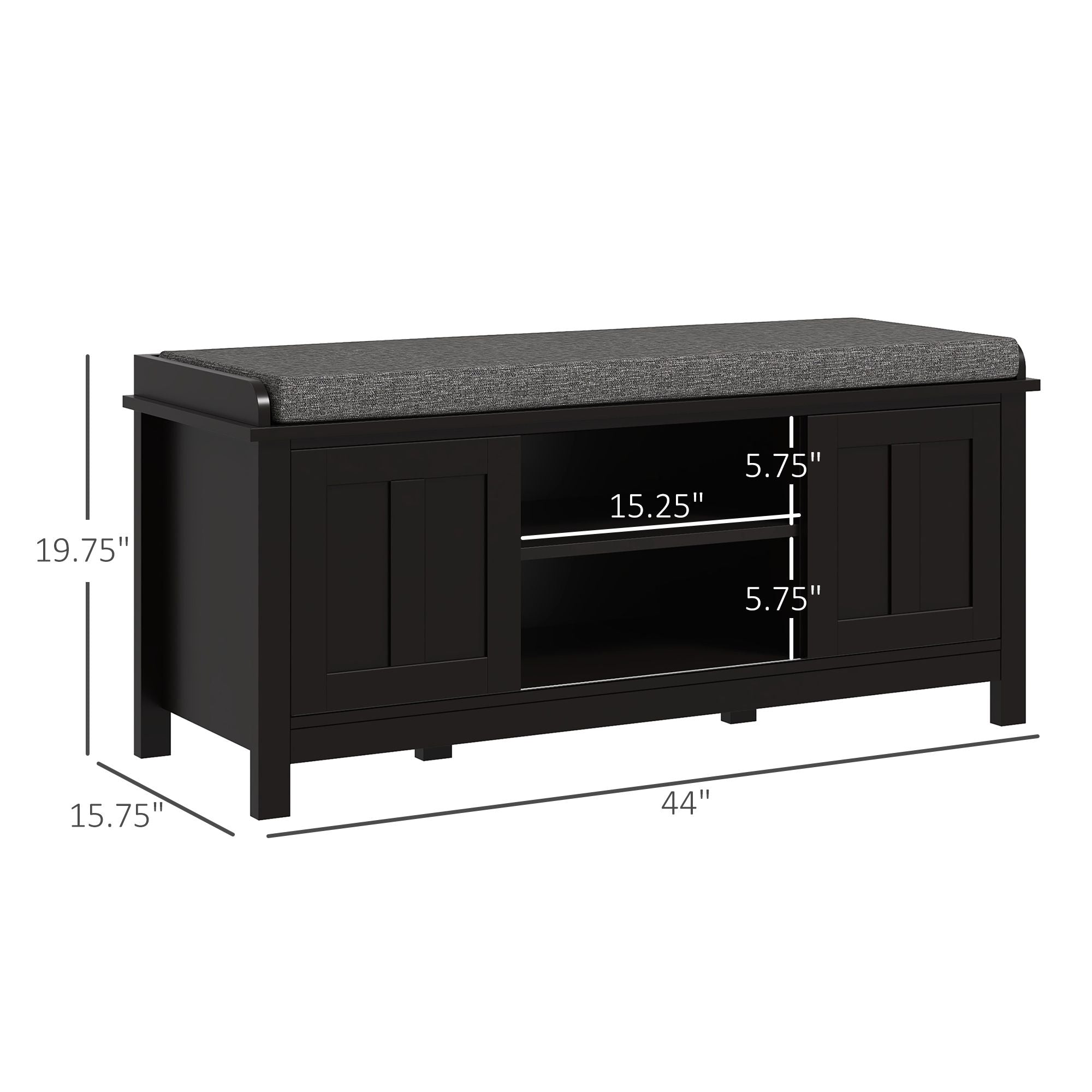 Modern Shoe Storage Bench Entryway with Cushion and 2 Sliding Doors by Homcom - Comfortable Living Decor