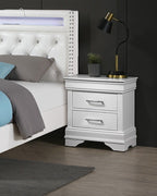 Modern Sleek Bedside Table White 1pc Nightstand Bedroom Furniture Accent Handles Spacious Drawers - Comfortable Living Decor