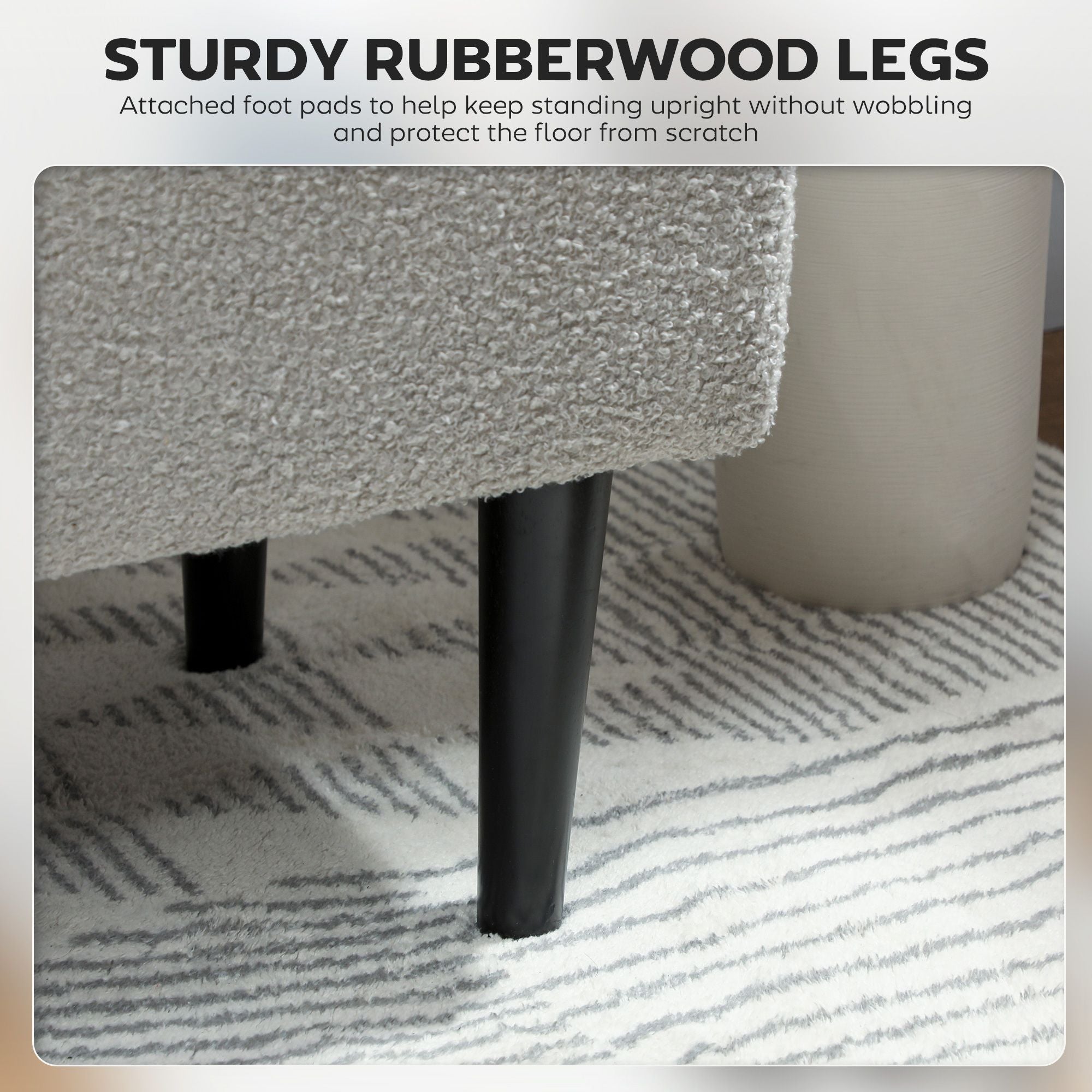 Modern Storage Bench, Ottoman with Storage and Lamb's Wool Upholstery for Living & Bedroom - Comfortable Living Decor