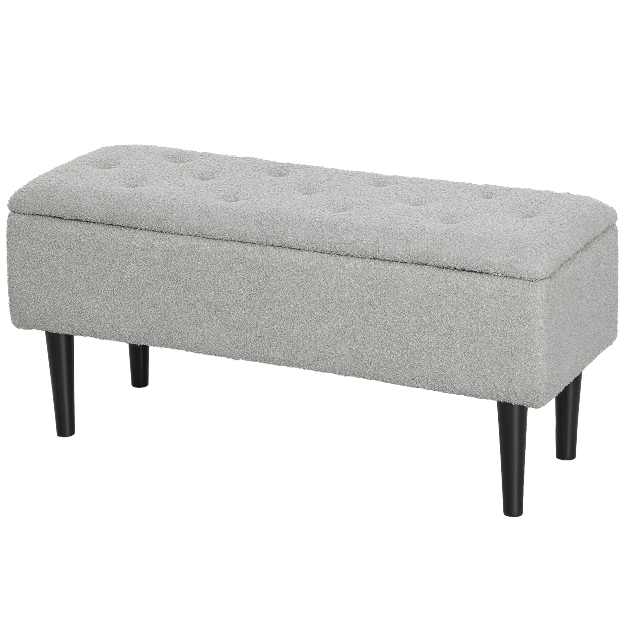 Modern Storage Bench, Ottoman with Storage and Lamb's Wool Upholstery for Living & Bedroom - Comfortable Living Decor