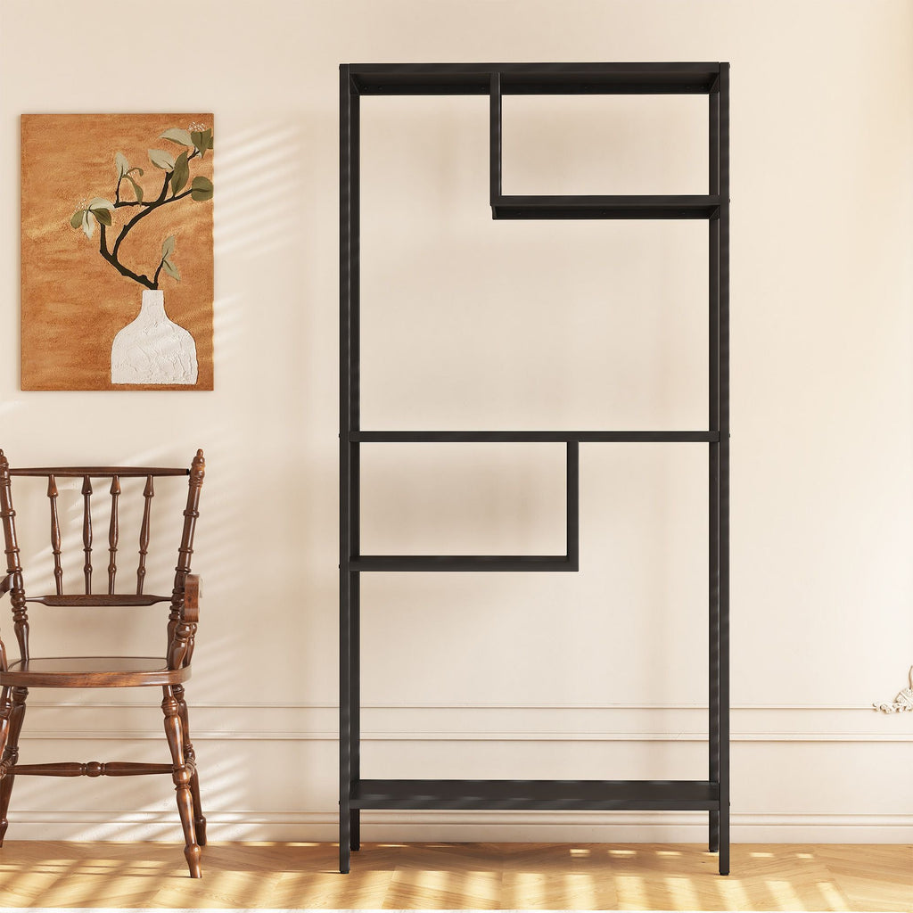 Modern Storage Shelf with 4 Compartments & Metal Legs, Freestanding Organizer,Book Shelves Display Shelves for Living Room, Bedroom, Home Office - Comfortable Living Decor