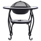 Mosaic Fire Pit Table Blue and White 26.8" Ceramic - Comfortable Living Decor