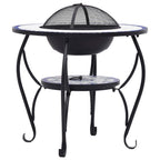 Mosaic Fire Pit Table Blue and White 26.8" Ceramic - Comfortable Living Decor