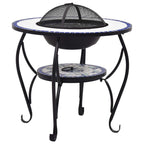 Mosaic Fire Pit Table Blue and White 26.8" Ceramic - Comfortable Living Decor