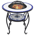 Mosaic Fire Pit Table Blue and White 26.8" Ceramic - Comfortable Living Decor