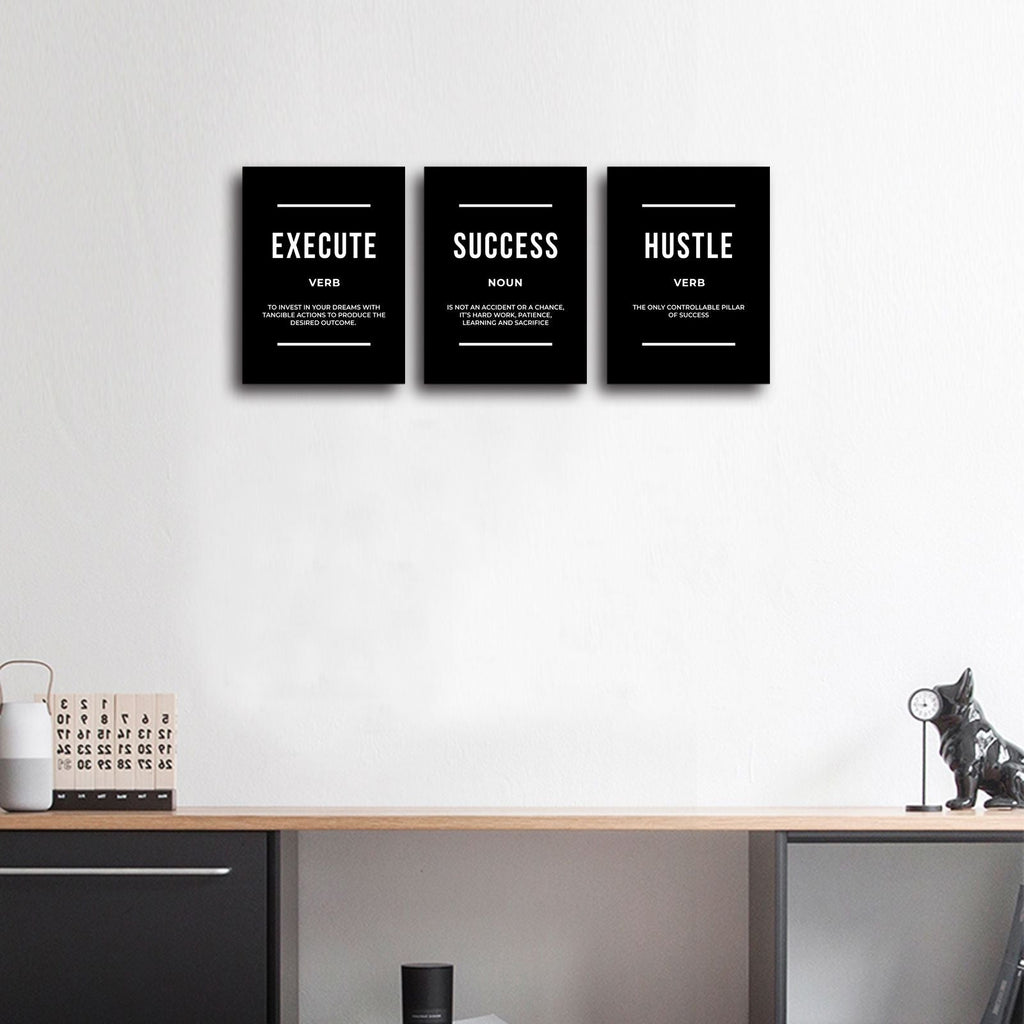 Motivational Wall Art Positive Quote Poster Canvas Painting Execute Success Hustle Inspirational Quotes Wall Art Office Wall Decor Pictures for Home Living Room Workplace,Ready to Hang - Comfortable Living Decor