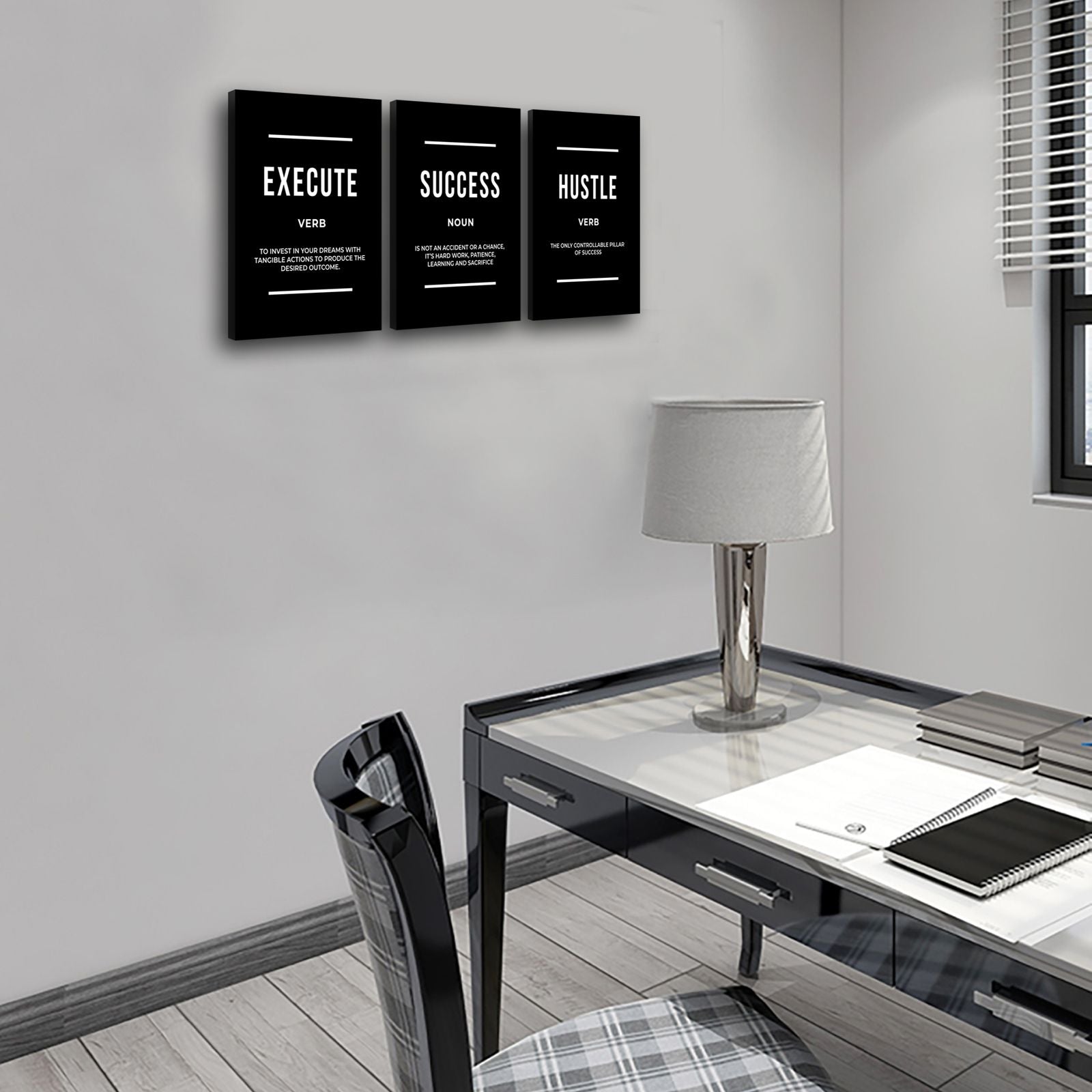 Motivational Wall Art Positive Quote Poster Canvas Painting Execute Success Hustle Inspirational Quotes Wall Art Office Wall Decor Pictures for Home Living Room Workplace,Ready to Hang - Comfortable Living Decor