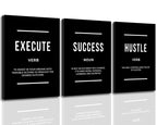 Motivational Wall Art Positive Quote Poster Canvas Painting Execute Success Hustle Inspirational Quotes Wall Art Office Wall Decor Pictures for Home Living Room Workplace,Ready to Hang - Comfortable Living Decor