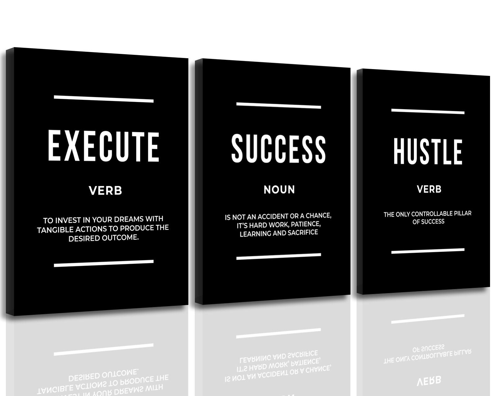 Motivational Wall Art Positive Quote Poster Canvas Painting Execute Success Hustle Inspirational Quotes Wall Art Office Wall Decor Pictures for Home Living Room Workplace,Ready to Hang - Comfortable Living Decor