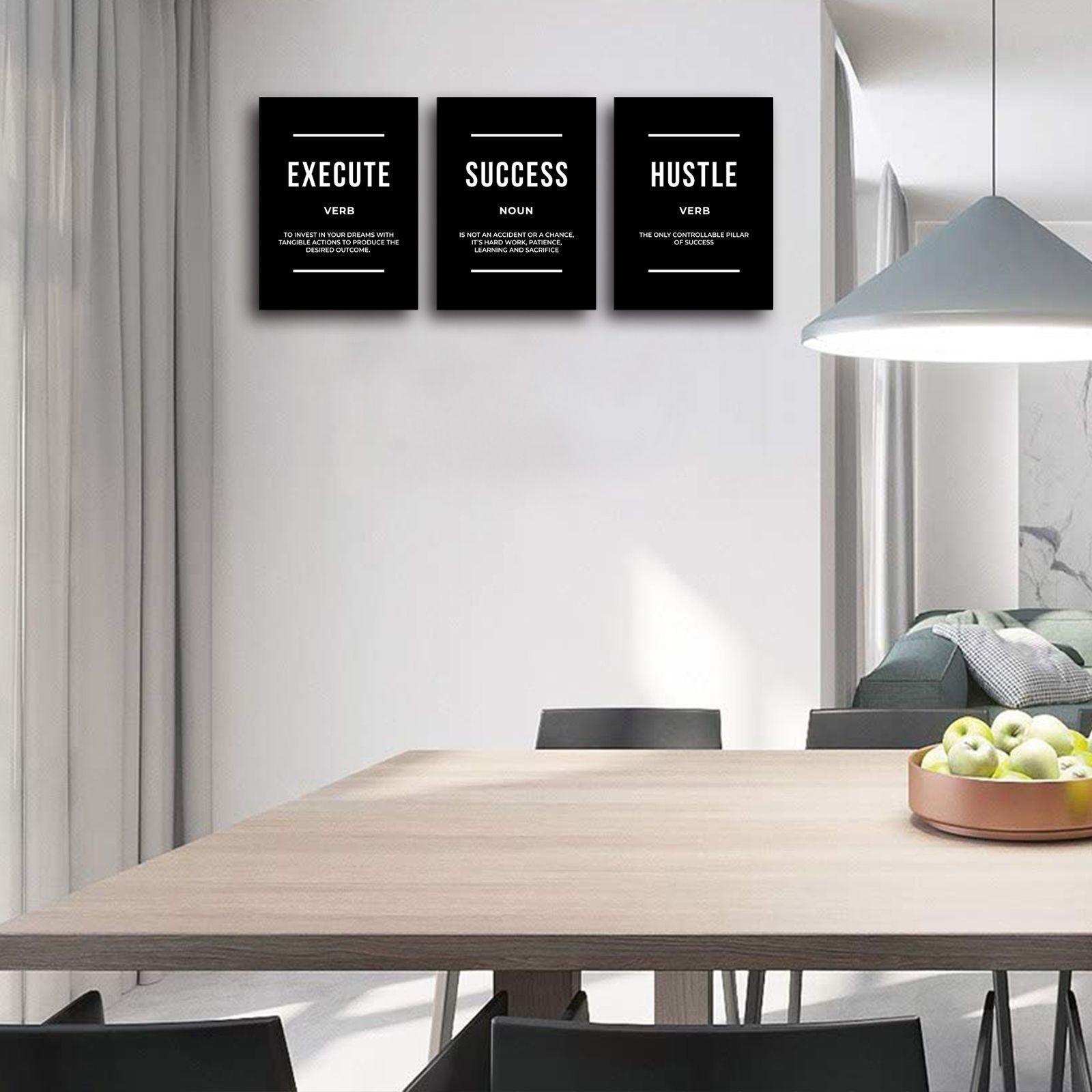 Motivational Wall Art Positive Quote Poster Canvas Painting Execute Success Hustle Inspirational Quotes Wall Art Office Wall Decor Pictures for Home Living Room Workplace,Ready to Hang - Comfortable Living Decor