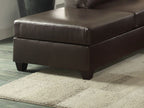 New Contemporary 3 - PCS Reversible Sectional Set Living Room Furniture Espresso Faux Leather Couch Sofa Chaise Ottoman - Comfortable Living Decor