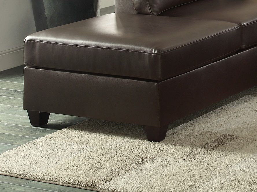 New Contemporary 3 - PCS Reversible Sectional Set Living Room Furniture Espresso Faux Leather Couch Sofa Chaise Ottoman - Comfortable Living Decor