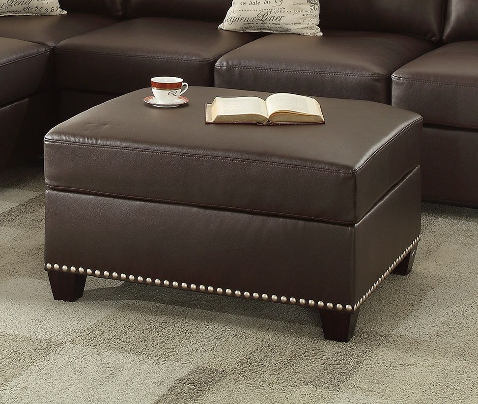New Contemporary 3 - PCS Reversible Sectional Set Living Room Furniture Espresso Faux Leather Couch Sofa Chaise Ottoman - Comfortable Living Decor