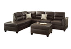 New Contemporary 3 - PCS Reversible Sectional Set Living Room Furniture Espresso Faux Leather Couch Sofa Chaise Ottoman - Comfortable Living Decor
