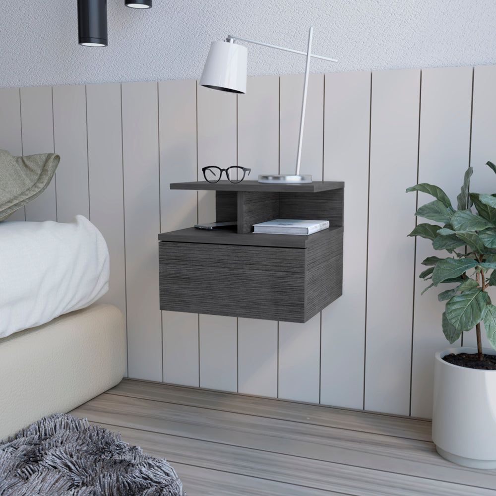 Nightstand Floating Flopini, Bedroom, Smokey Oak - Comfortable Living Decor