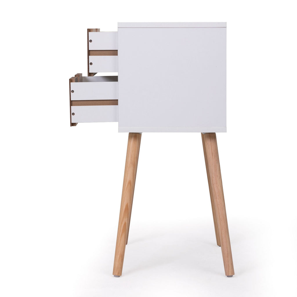 Nightstand with 2 Drawers, Bedside Tables with Solid Wood Legs and Storage, End Table, Side Table, Bedside Furniture for Bedroom, Living Room, White Walnut - Comfortable Living Decor