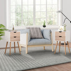 Nightstand with 2 Drawers, Bedside Tables with Solid Wood Legs and Storage, End Table, Side Table, Bedside Furniture for Bedroom, Living Room, White Walnut - Comfortable Living Decor