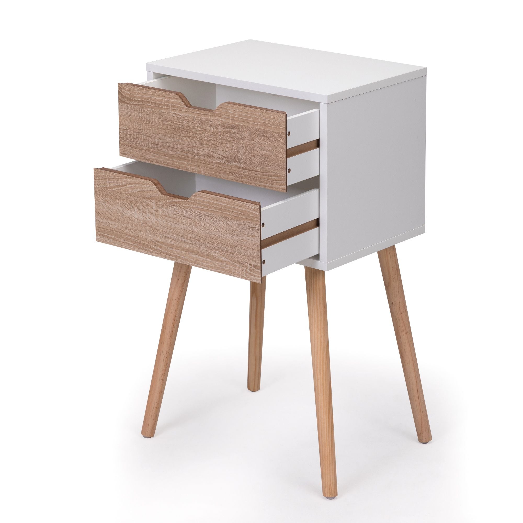 Nightstand with 2 Drawers, Bedside Tables with Solid Wood Legs and Storage, End Table, Side Table, Bedside Furniture for Bedroom, Living Room, White Walnut - Comfortable Living Decor